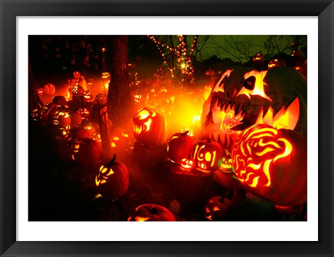 Framed Jack o&#39; lanterns lit up Roger Williams Park Zoo, RI Print