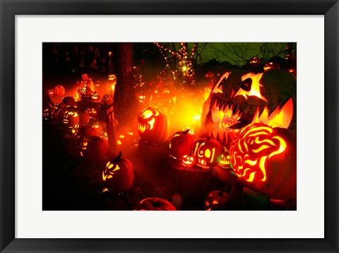 Framed Jack o&#39; lanterns lit up Roger Williams Park Zoo, RI Print