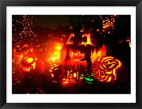 Framed Jack o&#39; lanterns lit at Roger Williams Park Zoo, Rhode Island, USA Print