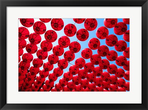 Framed Taiwan,Kaohsiung,Cijin Island,Chinese Lanterns at Tianhou Temple Print