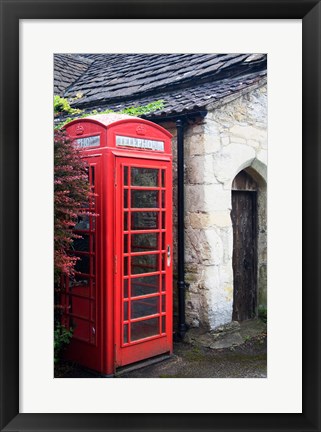 Framed Telephone booth outside a house, Castle Combe, Cotswold, Wiltshire, England Print