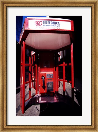 Framed Close-up of a telephone booth, Santiago, Chile Print