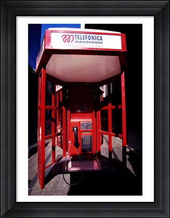 Framed Close-up of a telephone booth, Santiago, Chile Print