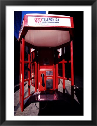 Framed Close-up of a telephone booth, Santiago, Chile Print