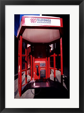 Framed Close-up of a telephone booth, Santiago, Chile Print