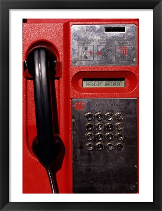 Framed Close-up of a pay phone Print