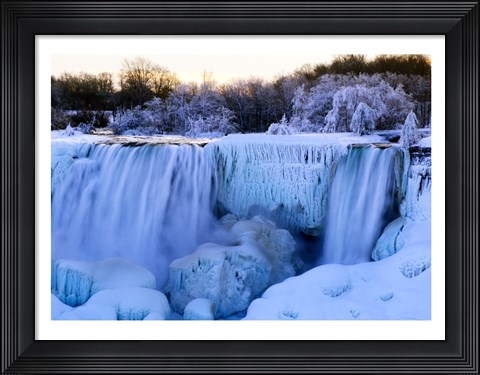 Framed Waterfall frozen in winter, American Falls, Niagara Falls, New York, USA Print