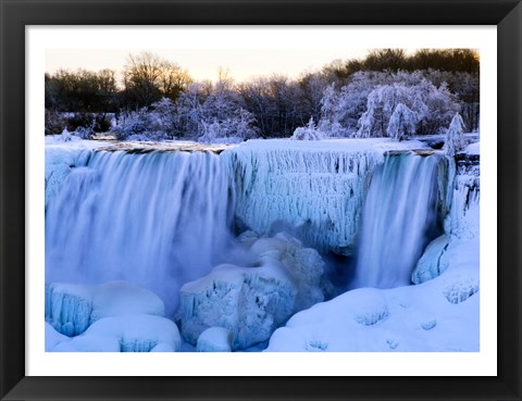 Framed Waterfall frozen in winter, American Falls, Niagara Falls, New York, USA Print