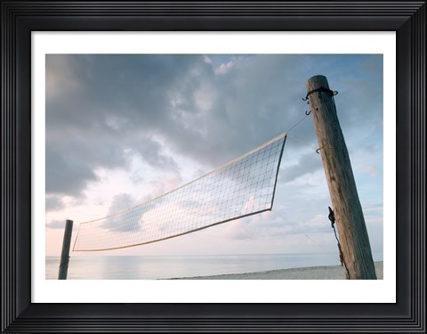 Framed Volleyball net on the beach Print