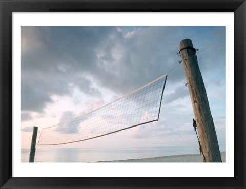 Framed Volleyball net on the beach Print