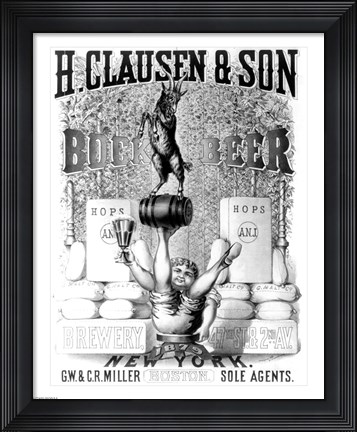 Framed Clausen and Son Bock Beer Print