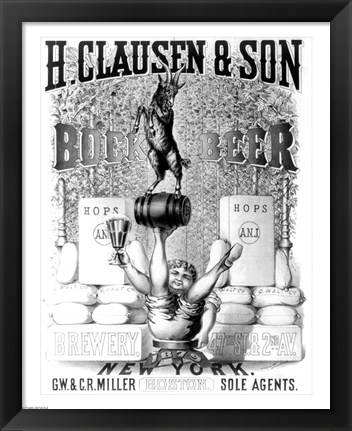 Framed Clausen and Son Bock Beer Print