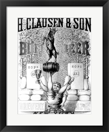 Framed Clausen and Son Bock Beer Print