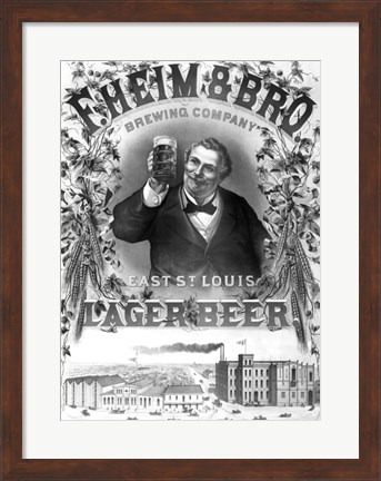 Framed F. Heim and Bros Lager Print