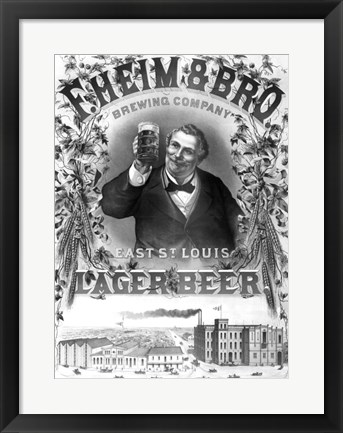 Framed F. Heim and Bros Lager Print