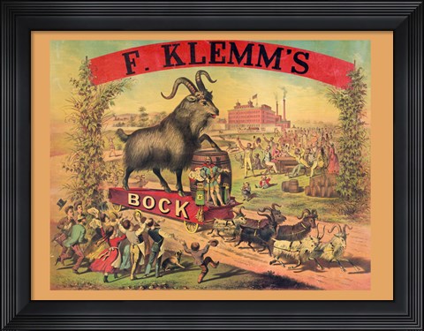 Framed F. Klems Bock Beer Print