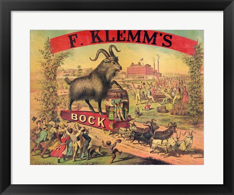 Framed F. Klems Bock Beer Print