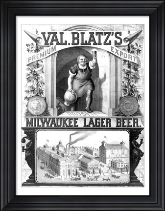 Framed Val Blatt&#39;s Lager Beer Print