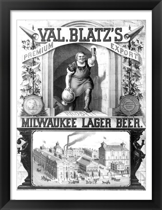 Framed Val Blatt&#39;s Lager Beer Print