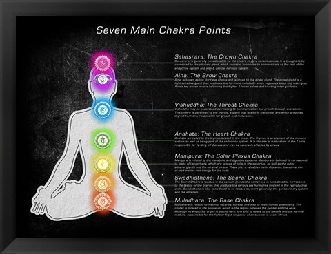 Framed Seven Main Chakra Points Print