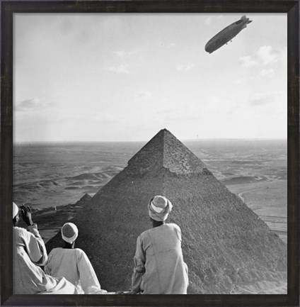 Framed Graf Zeppelin&#39;s Rendezvous with Pyraminds of Gizeh, Egypt Print