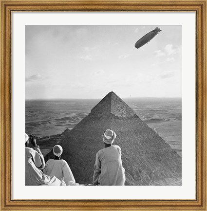 Framed Graf Zeppelin&#39;s Rendezvous with Pyraminds of Gizeh, Egypt Print