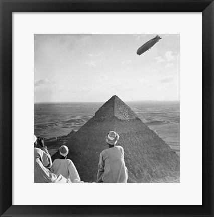 Framed Graf Zeppelin&#39;s Rendezvous with Pyraminds of Gizeh, Egypt Print