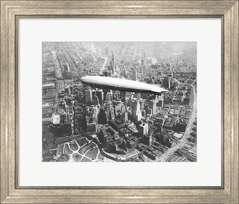 Framed USS Los Angeles Airship Over Manhattan Print