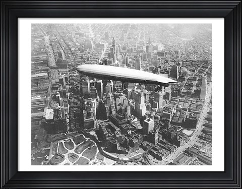 Framed USS Los Angeles Airship Over Manhattan Print