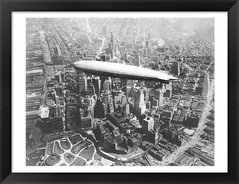 Framed USS Los Angeles Airship Over Manhattan Print