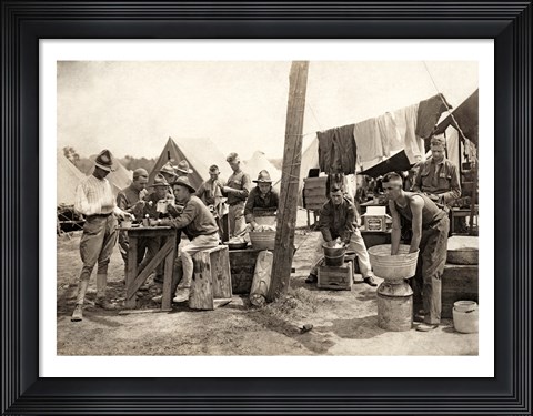 Framed American Soldiers at a Military Camp During World War I, c.1917 Print