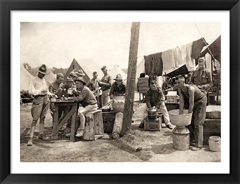 Framed American Soldiers at a Military Camp During World War I, c.1917 Print