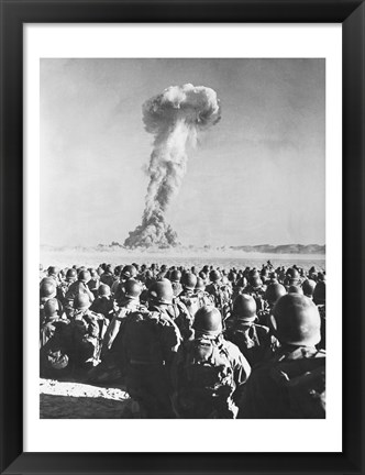 Framed Atomic Bomb Testing in a Desert, Camp Desert Rock, Las Vegas, Nevada, USA Print