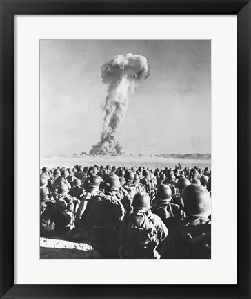 Framed Atomic Bomb Testing in a Desert, Camp Desert Rock, Las Vegas, Nevada, USA Print