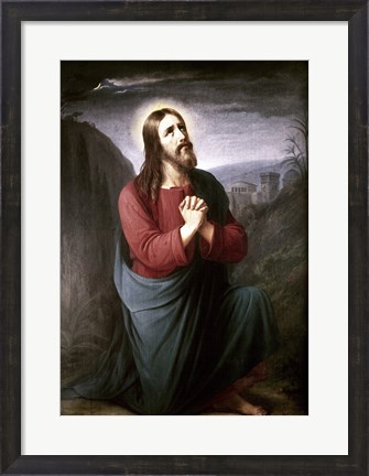 Framed Christ Praying in Gethsemane Christian Schleisner (1810-1882) Print