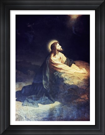 Framed Christ in the Garden of Gethsemane Heinrich Hoffmann (1824-1911 German) Print