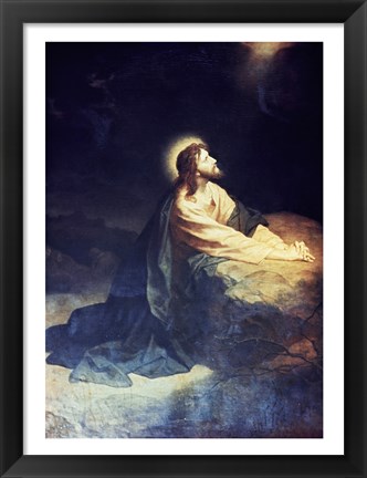 Framed Christ in the Garden of Gethsemane Heinrich Hoffmann (1824-1911 German) Print