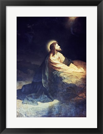 Framed Christ in the Garden of Gethsemane Heinrich Hoffmann (1824-1911 German) Print