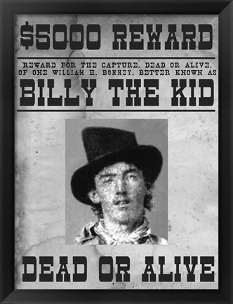 Framed Billy The Kid Wanted Poster Print