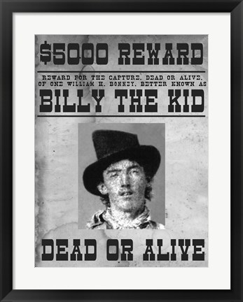 Framed Billy The Kid Wanted Poster Print
