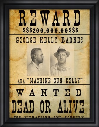 Framed Machine Gun Kelly Wanted Poster Print