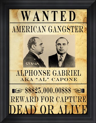 Framed Al Capone Wanted Poster Print