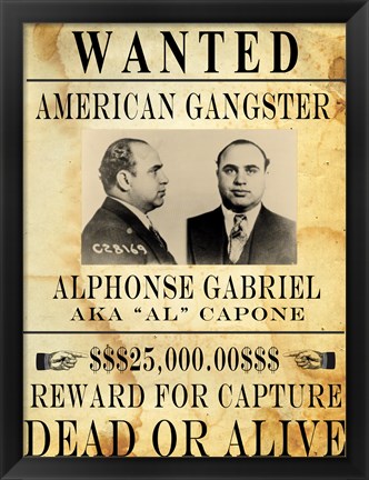 Framed Al Capone Wanted Poster Print