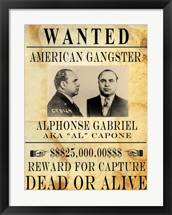 Framed Al Capone Wanted Poster Print