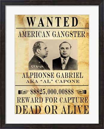 Framed Al Capone Wanted Poster Print