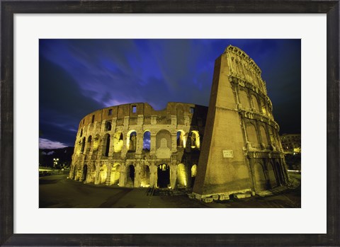 Framed Colosseum lit up at night, Rome, Italy Print