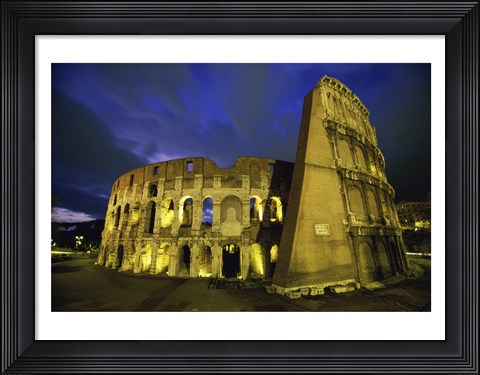 Framed Colosseum lit up at night, Rome, Italy Print