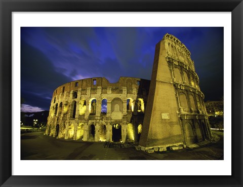 Framed Colosseum lit up at night, Rome, Italy Print