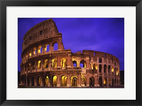 Framed Low angle view of a coliseum lit up at night, Colosseum, Rome, Italy Print