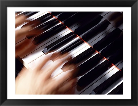 Framed Close-up of a person&#39;s hands playing a piano Print